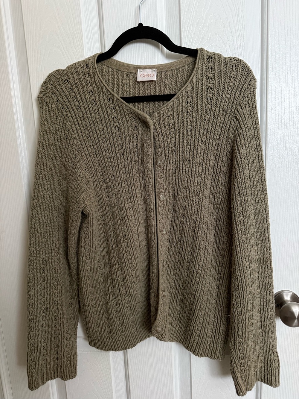 cleo Olive Green Knit Button-Up Cardigan